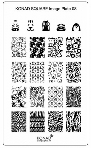 Placa de diseños rectangular KONAD. c08